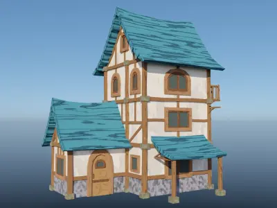 Medieval Low Poly House 2 Low-poly 3D model