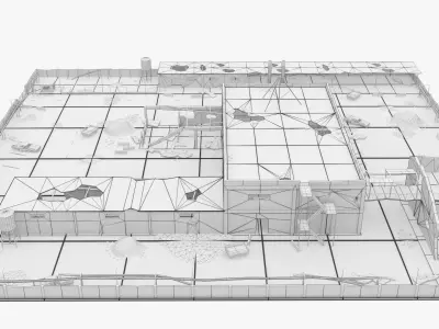 Abandoned Area - Ruined Factory  Low-poly 3D model