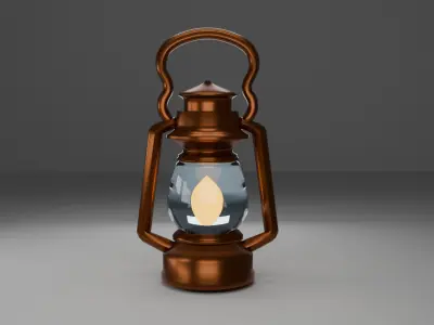 Antique Oil Lantern  Low Poly 3D Model Low-poly 3D model