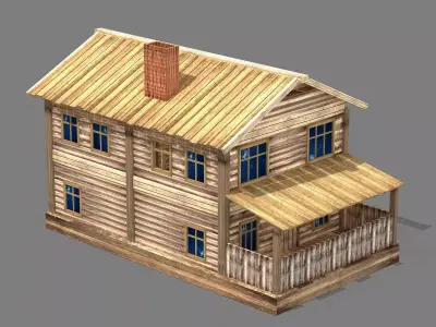 Wooden board building - private room 04 3D model