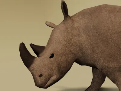 Low Poly Rhinoceros Rigged 3D model Low-poly 3D model