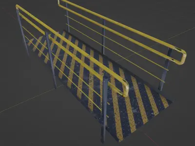 Ramp 3 PBR stair railings and handrails 3D model