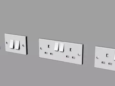 Dolls House Light Switch and Wall Plug Sockets 12th scale 3D print model