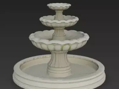 Antique Three-Tiered Sandstone Garden Fountain 3D Model Low-poly 3D model