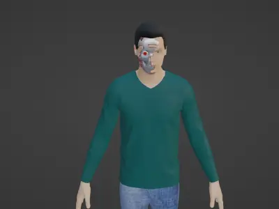 Cyborg Character- Robot Man Low-poly 3D model