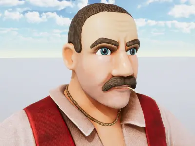 Stylized Character Bartender Rigged with Shape Keys Low-poly 3D model