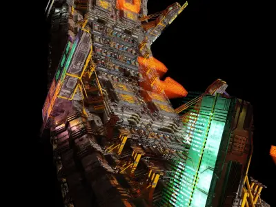 Giga Freight Orbital Space Station - C4D Octane 3D model