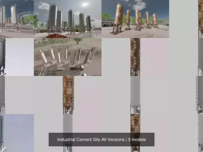 Industrial Cement Silo All Versions 3D Model Pack