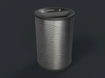 Street Trash Can 24 PBR Game Ready Low-poly 3D model
