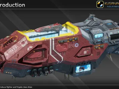 Scifi Mobile Shipyard Class II Low-poly 3D model