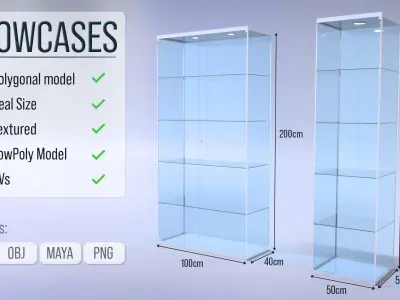 Glass Showcase Low-poly 3D model