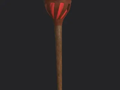 Game Ready Fire Torch Low-poly 3D model