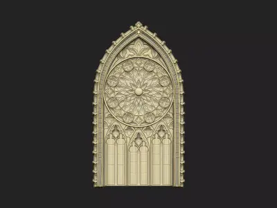 tracery window cathedral church historic ornament architect 3D print model