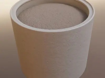 Concrete Pipe Flower Pot Low and High-Poly 3D Model Pack