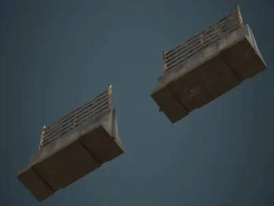 Concrete Barrier 2D Low-poly 3D model