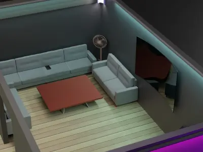 Full house  Low-poly 3D model