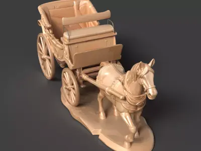 Chinese Ancient Wagon  figture Low-poly 3D model