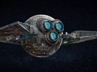 Spaceship Quantum Game Ready Space Station Low-poly 3D model