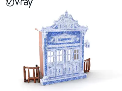 Vintage Western Salon Facade D Model Pack Low-poly 3D model