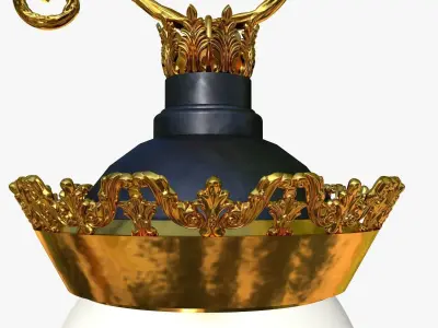 Cast iron old street light lamp crown with 2 luminaries 3D model