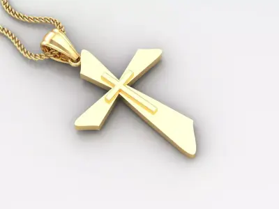 Light Gold 18K Cross Pendant 2CP023 3D print model