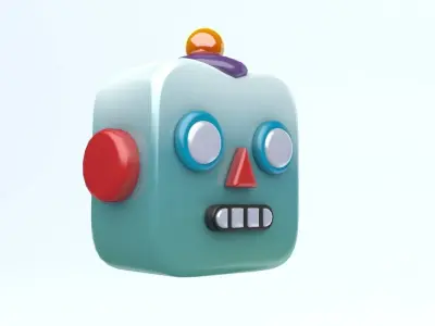 Robot emoji Low-poly 3D model
