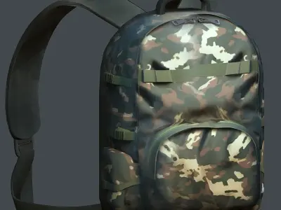Backpack military combat Black baggage bag luggage Low-poly 3D model