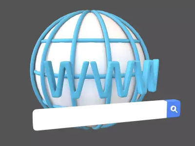 WWW Icon with Search Bar v1 001 Low-poly 3D model