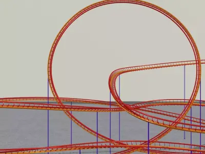Rollercoaster roller coaster Low-poly 3D model