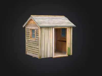 Wooden Cabin Shed Low-poly 3D model