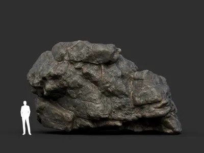 Black Boulder Beach Rock Collection 210804 Low-poly 3D model