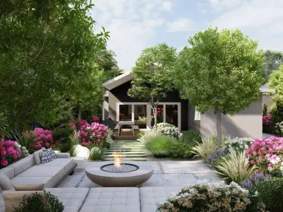 3D Exterior Scene 3D model design garden and landscape 3D model 3D model purchase