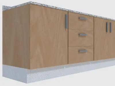 Cabinet 5 - Game Ready bathroom with granite counter top Low-poly 3D model