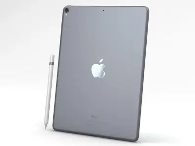iPad Pro 10-5 2017 Space Gray with Pencil Low-poly 3D model