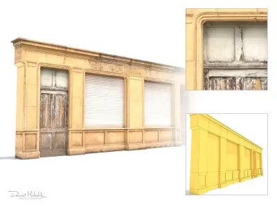 Store Facade Low Poly Low-poly 3D model
