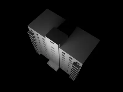 model of apartment building Low-poly 3D model
