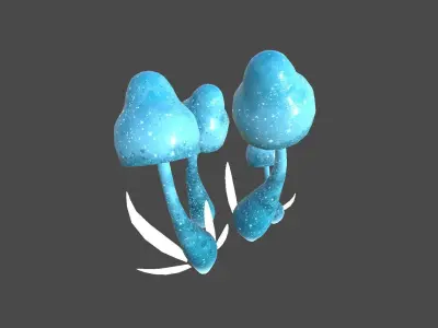 Fantasy Mushroom D02 Blue - Scene Backdrop Design Low-poly 3D model