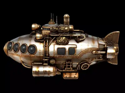 Steampunk Submarine Brass Deep Sea Explorer Game 3D print model