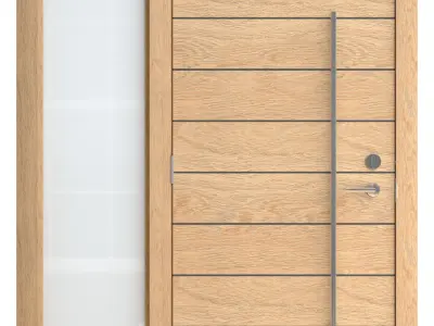 Door-105 wooden door with glass panels 3D model