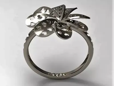 Flower ring 3D print model 14