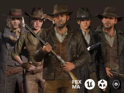 Western Characters Series - Adventure Survival Cowboy Man Low-poly 3D model