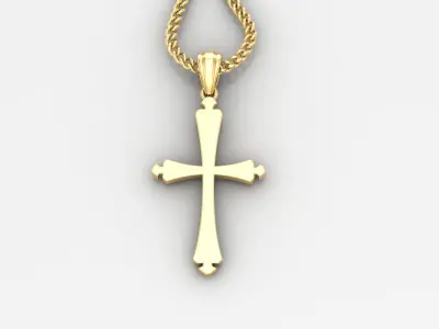 Light Gold 18K Cross Pendant 1CP022 3D print model