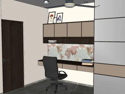 Bedroom modern home office design Free 3D model