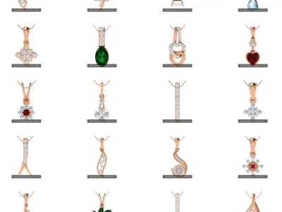 48 Women light weight pendant 3dm stl render detail 3D Model Pack