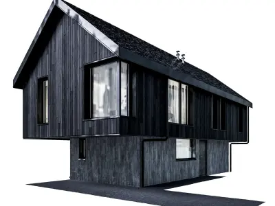 Modern house 11 at night 3D model