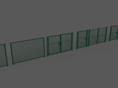 PBR Chain Link Fence For Court F Low-poly 3D model