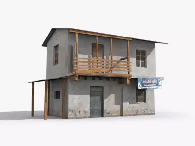 Slum a building Low-poly 3D model