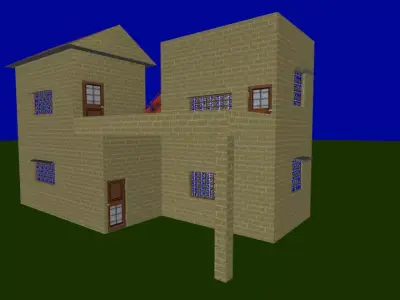 House low poly with roof Low-poly 3D model