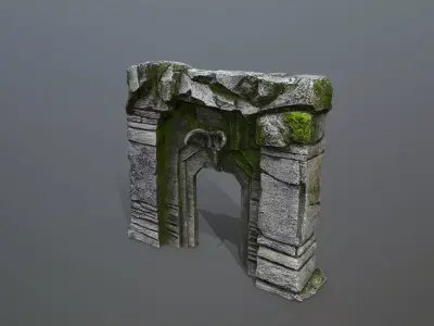old gate Low-poly 3D model 2