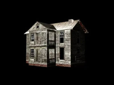 old house PBR texture Low-poly 3D model